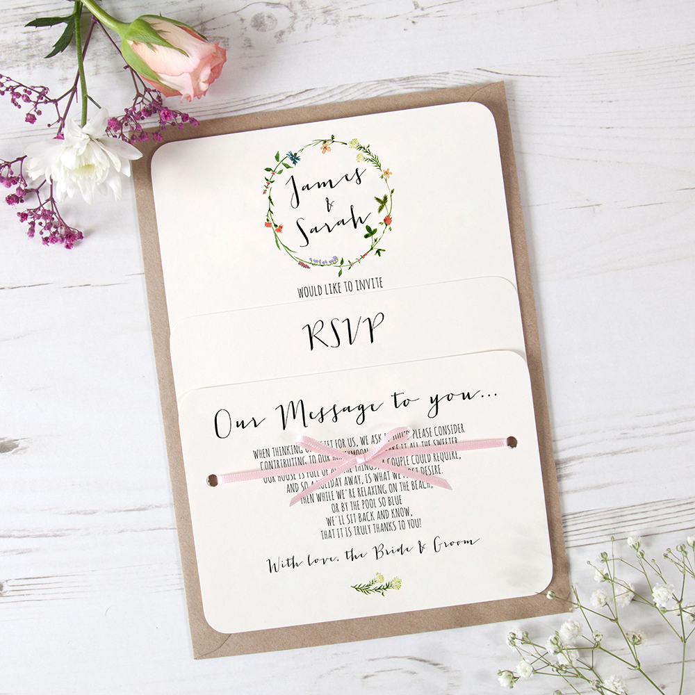 'Meadow Floral' Hole-punched Wedding Invitation