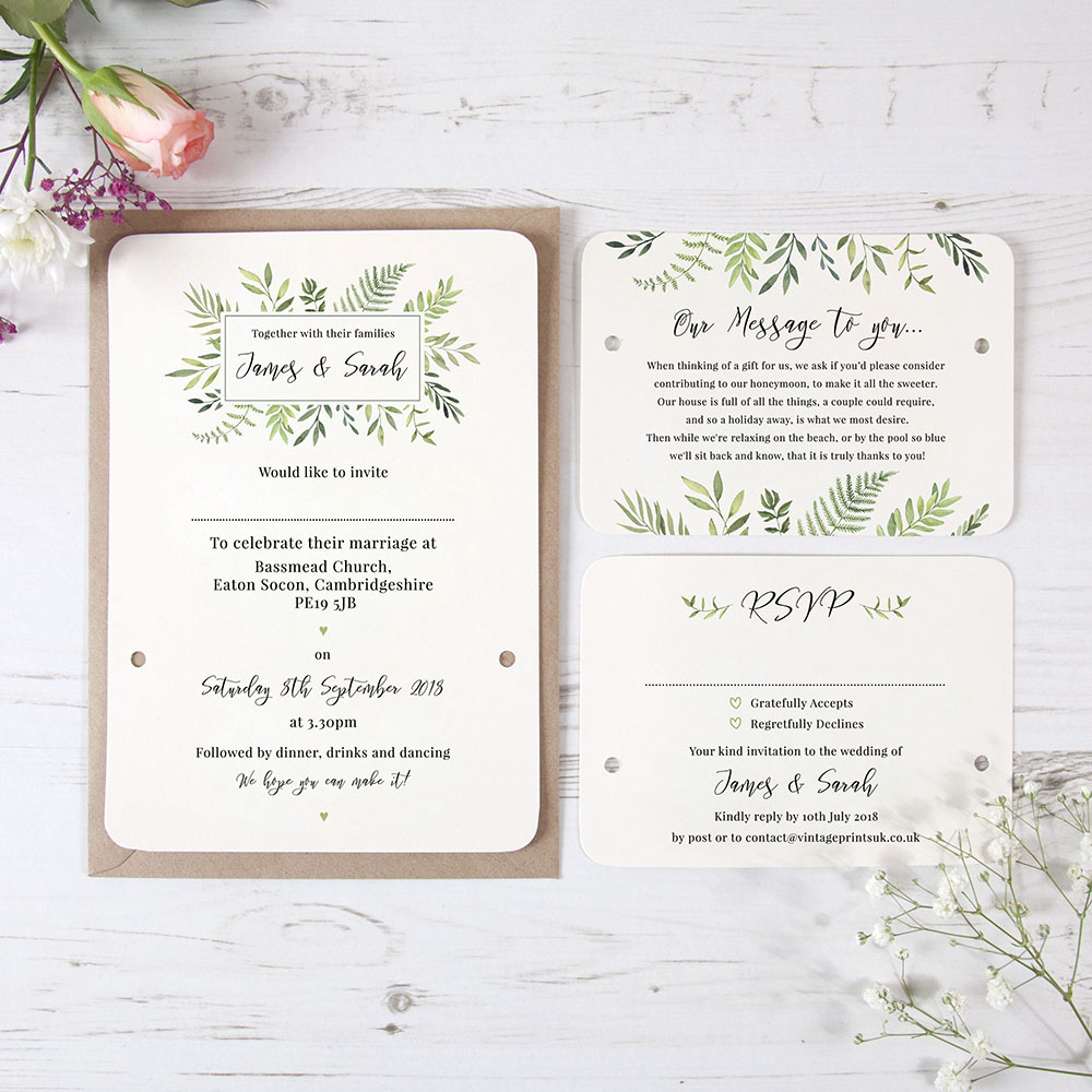 'Ophelia' Hole-punched Wedding Invitation