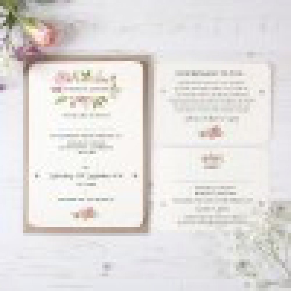 'Peony' Hole-punched Wedding Invitation Sample