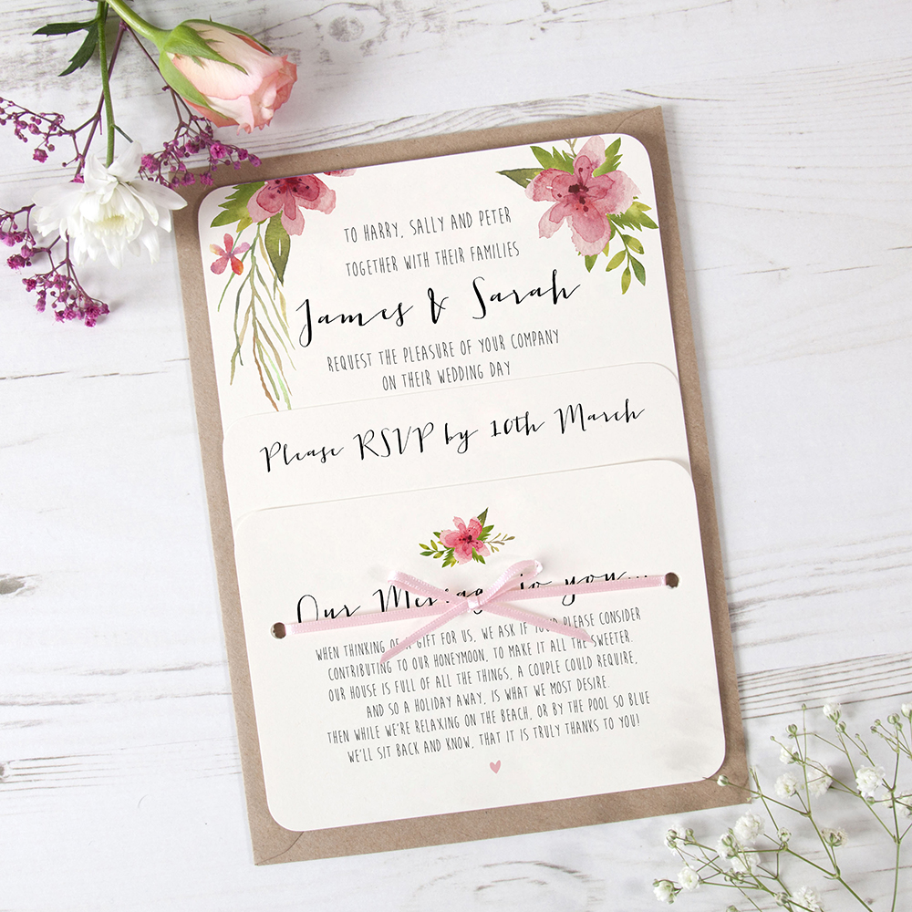 'Pretty in Pink' Hole-punched Wedding Invitation