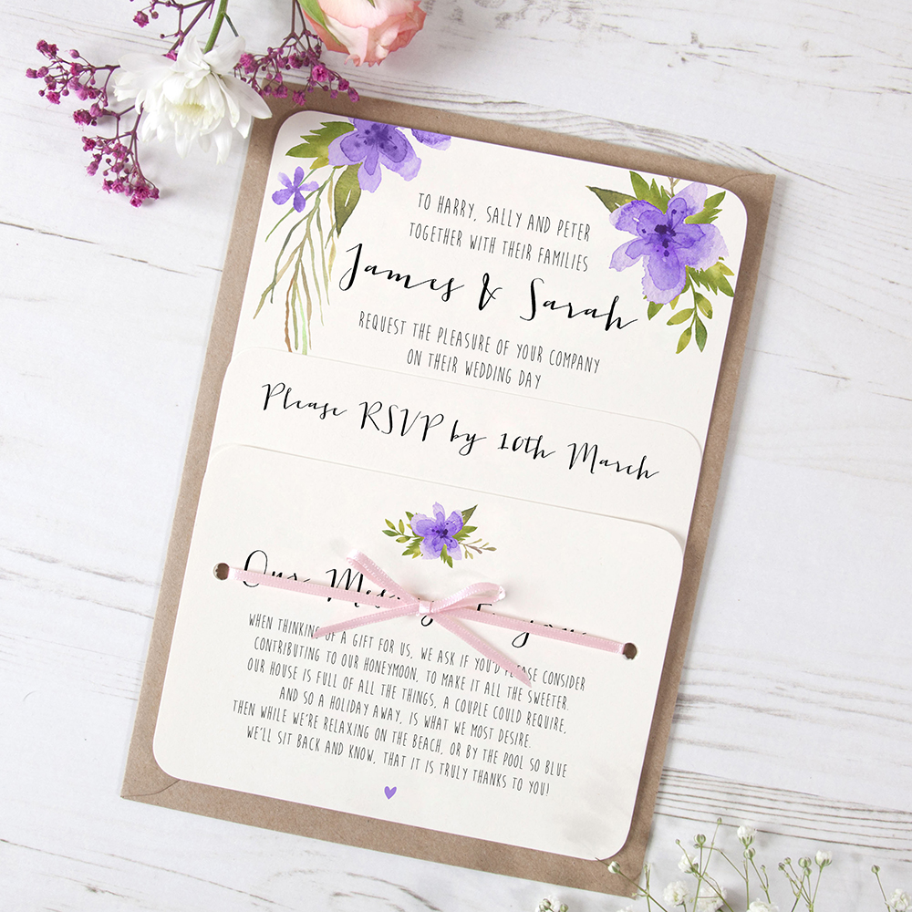 'Pretty in Purple' Hole-punched Wedding Invitation