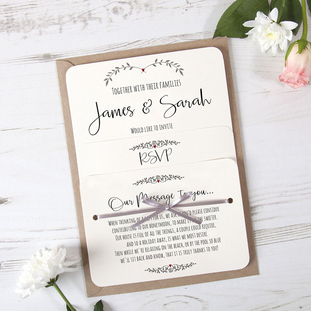 'Red Ivy Design' Hole-punched Wedding Invitation