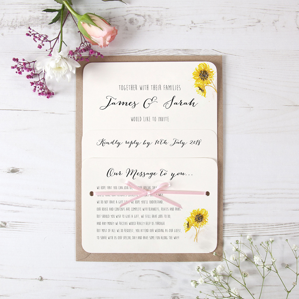 'Sunflower' Hole-punched Wedding Invitation