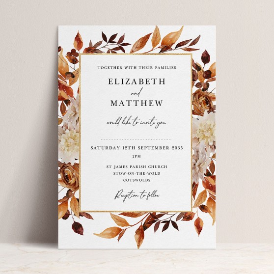 'Autumn Garden AG10' Standard Wedding Invitation Sample