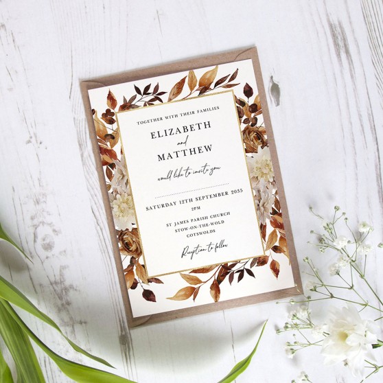 'Autumn Garden AG10' Standard Wedding Invitation Sample