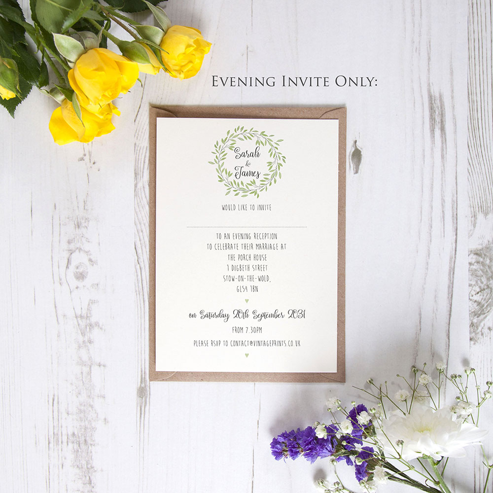 'Autumn Green' Standard Wedding Invitation