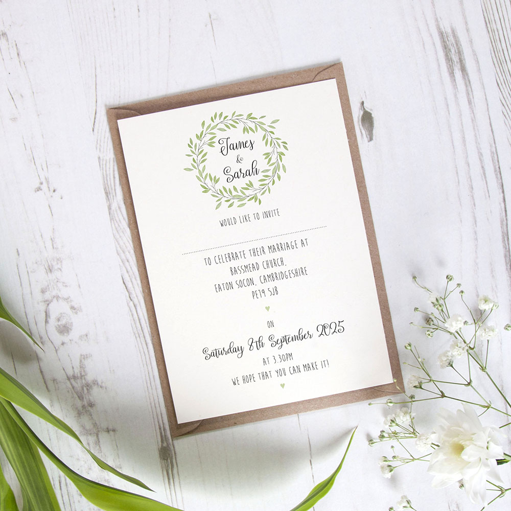 'Autumn Green' Standard Wedding Invitation