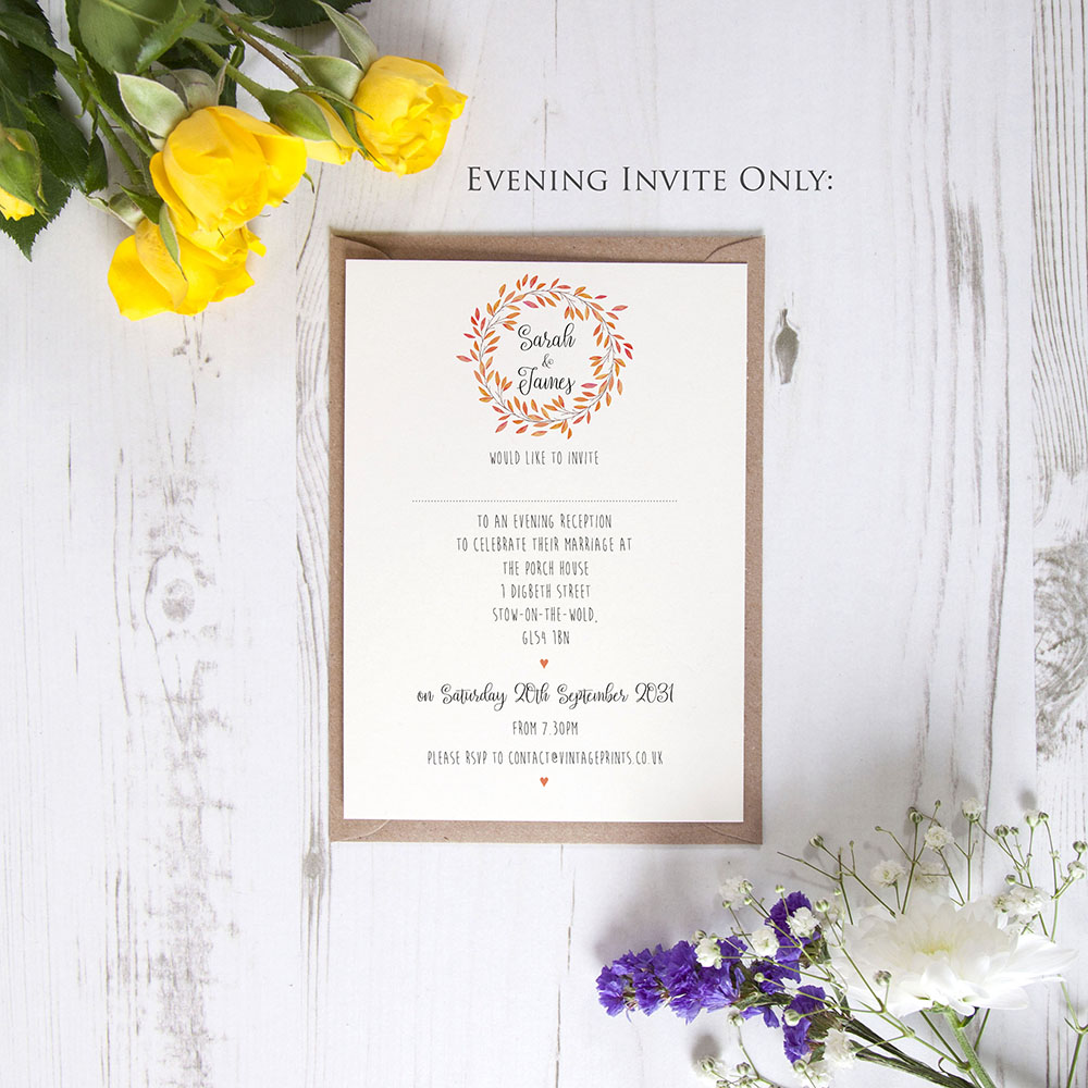 'Autumn Orange' Standard Wedding Invitation