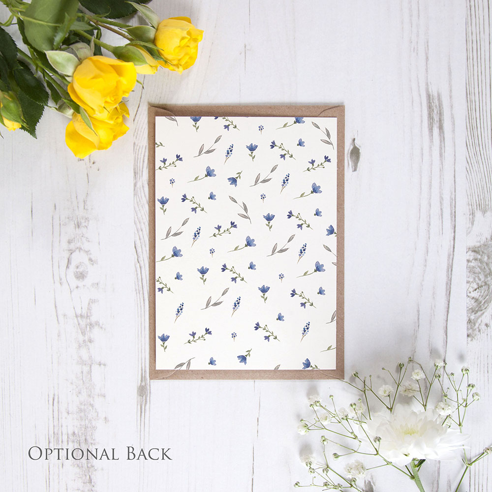 'Blue Floral Watercolour' Standard Foil Invite