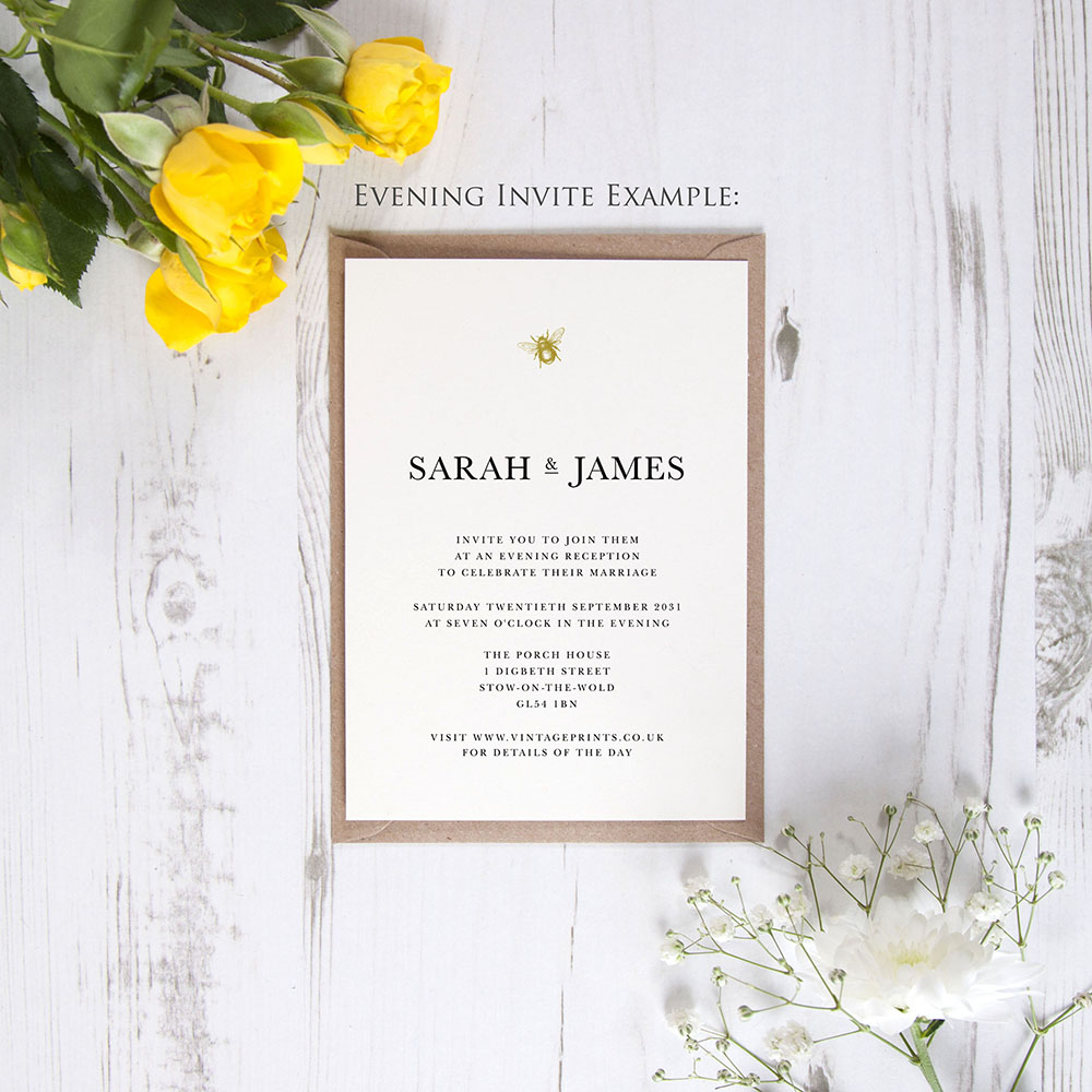 'Bumble Bee' Standard Wedding Invitation Sample
