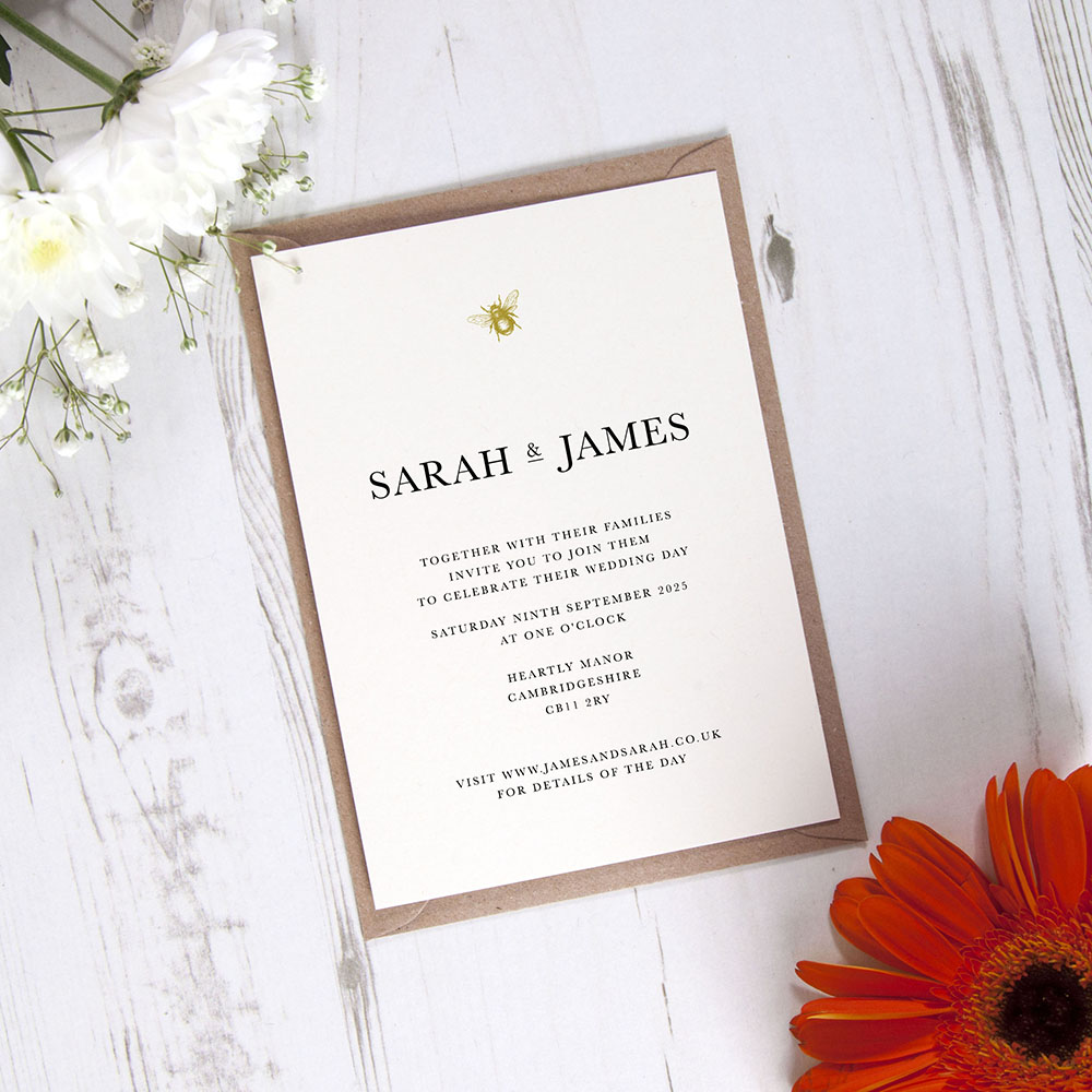 'Bumble Bee' Standard Wedding Invitation Sample