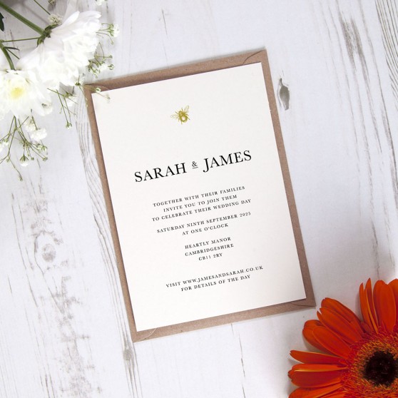 'Bumble Bee' Standard Wedding Invitation Sample