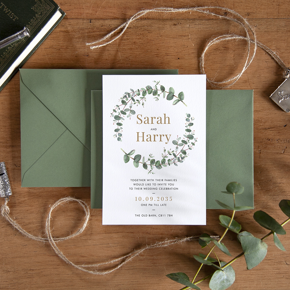 'Campagna Eucalyptus CP01' Standard Wedding Invitation Sample