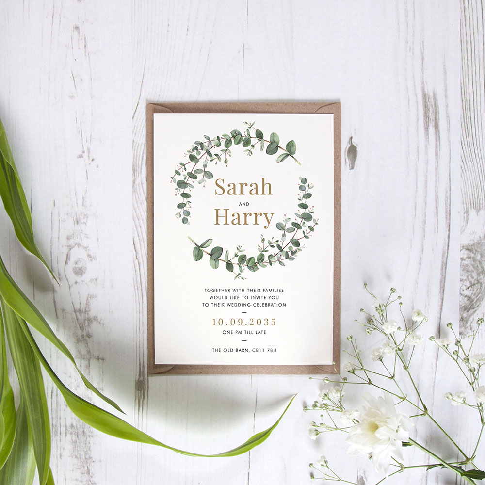 'Campagna Eucalyptus CP01' Standard Wedding Invitation Sample