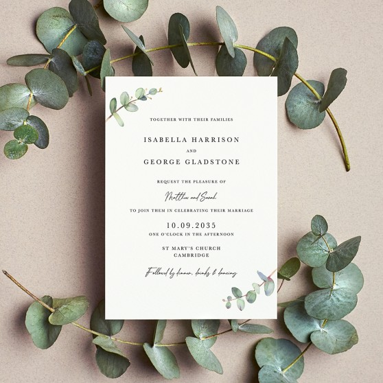 'Campagna Eucalyptus CP03' Standard Wedding Invitation Sample