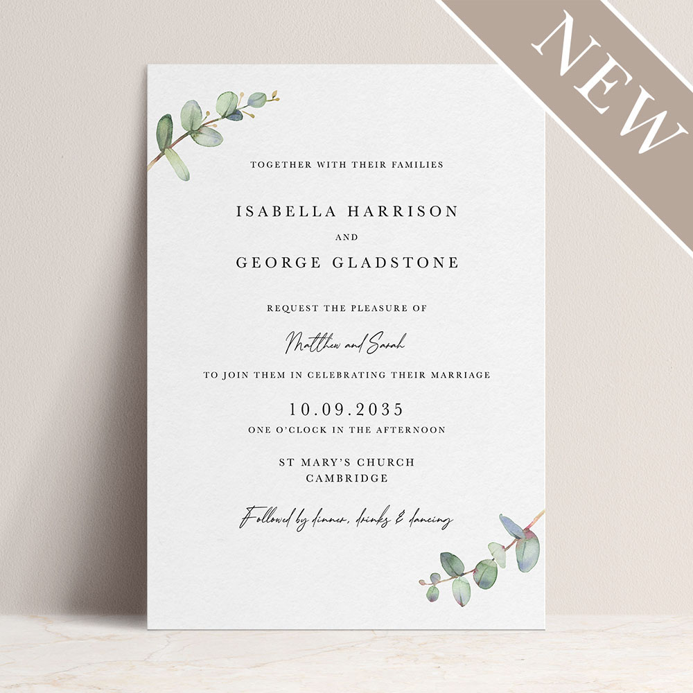 'Campagna Eucalyptus CP03' Standard Wedding Invitation Sample