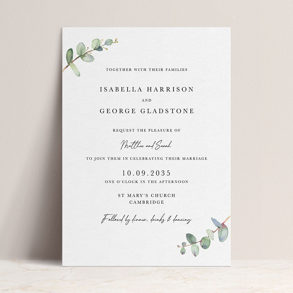 'Campagna Eucalyptus CP03' Standard Wedding Invitation Sample