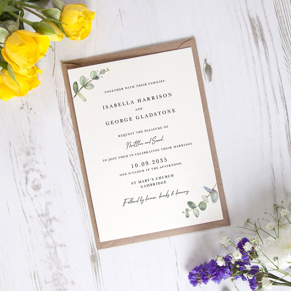 'Campagna Eucalyptus CP03' Standard Wedding Invitation Sample