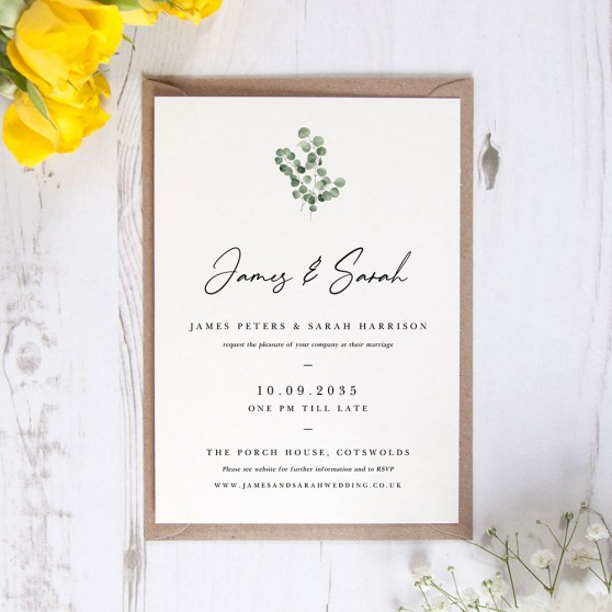 'CE20 Classic Eucalyptus' Standard Wedding Invitation