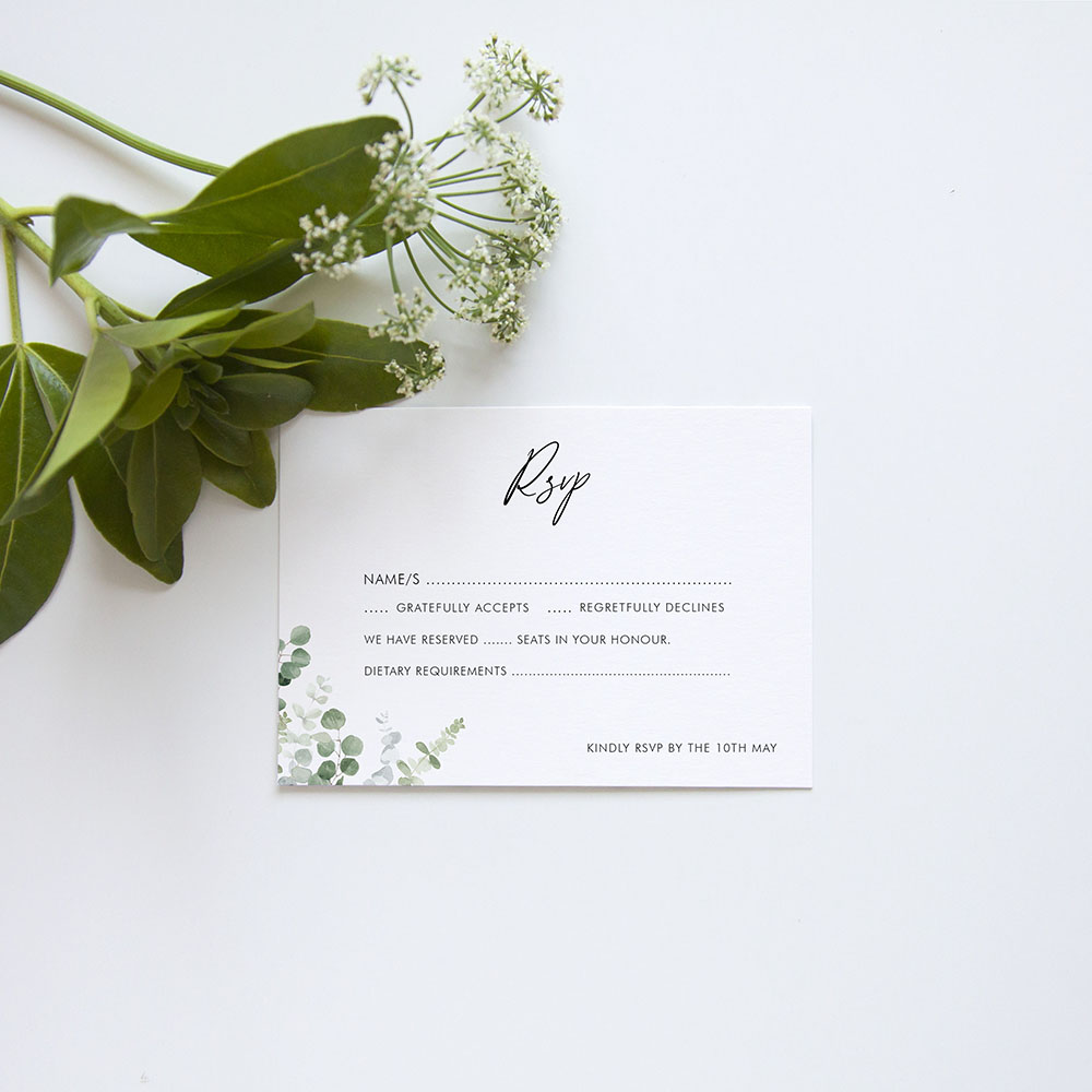 'CE14 Classic Eucalyptus' Standard Wedding Invitation