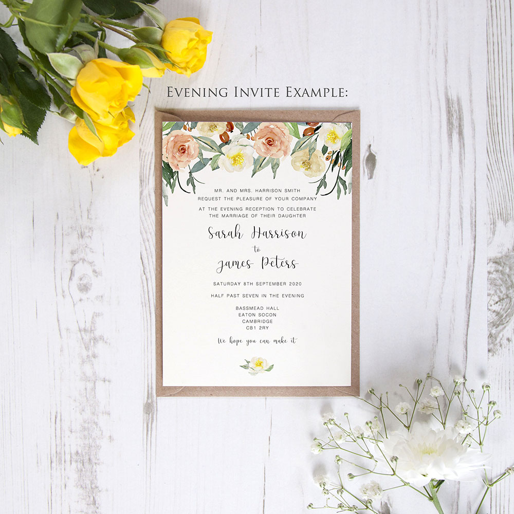 'Dahlia Rose' Hole-punched Wedding Invitation