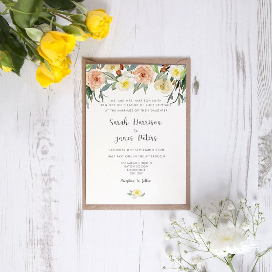 'Dahlia Rose' Standard Wedding Invitation Sample