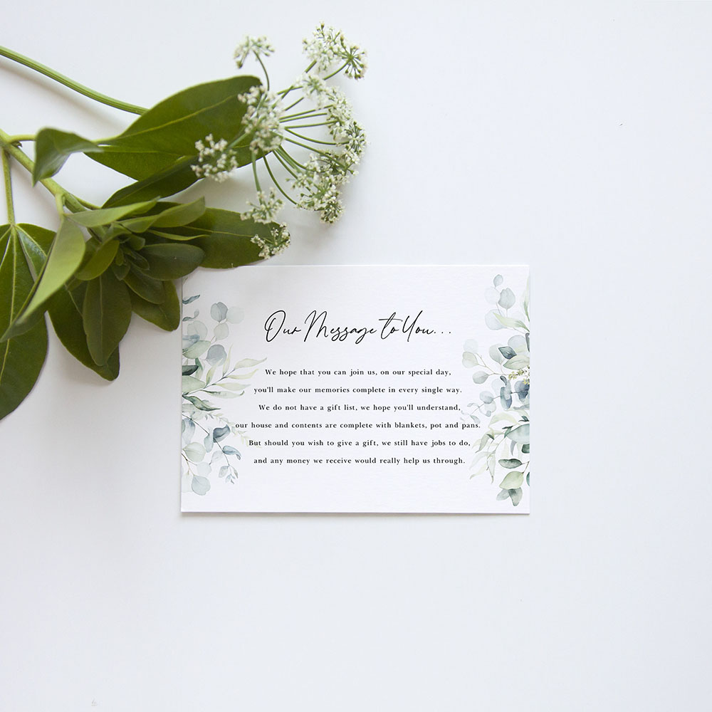 'Dreamy Eucalyptus' Standard Wedding Invitation Sample