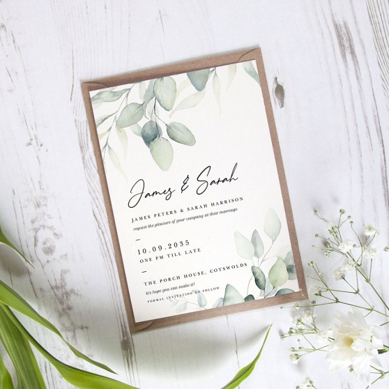 'Dreamy Eucalyptus' Standard Wedding Invitation Sample