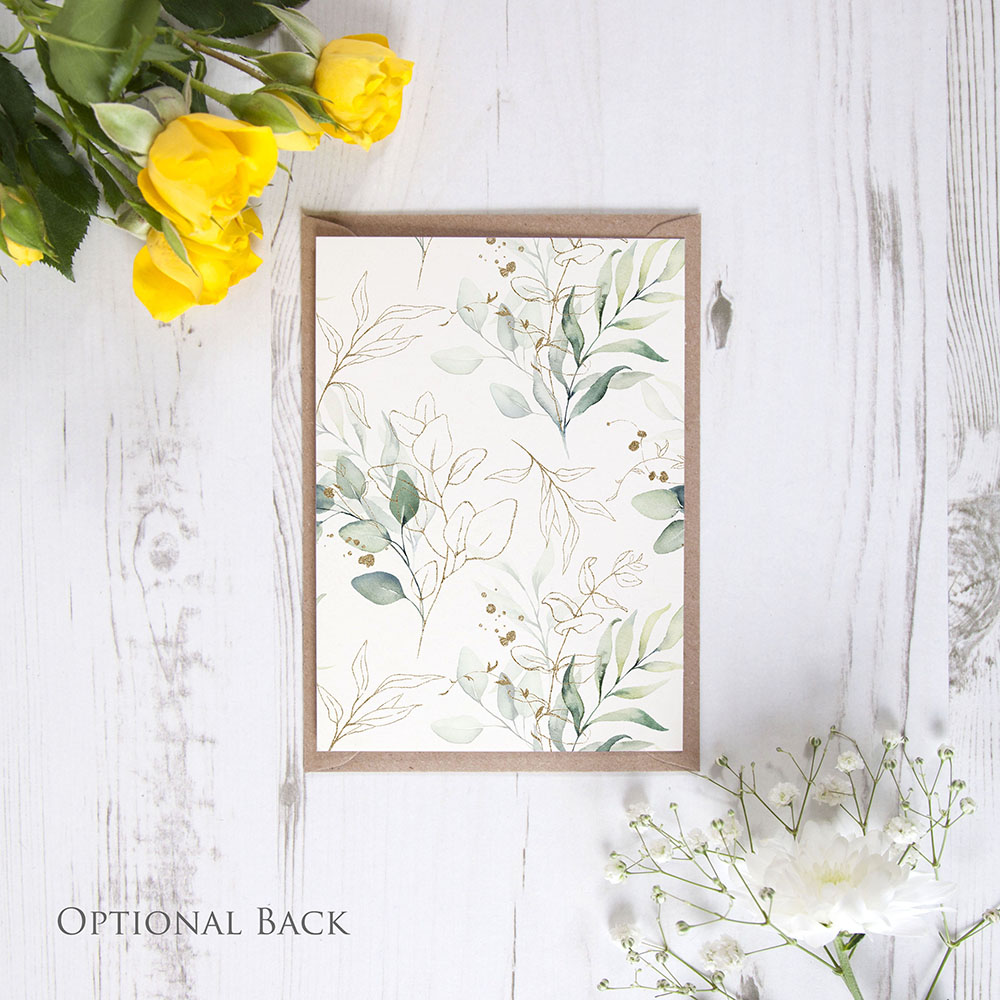 'Green & Gold Eucalyptus' Standard Wedding Invitation