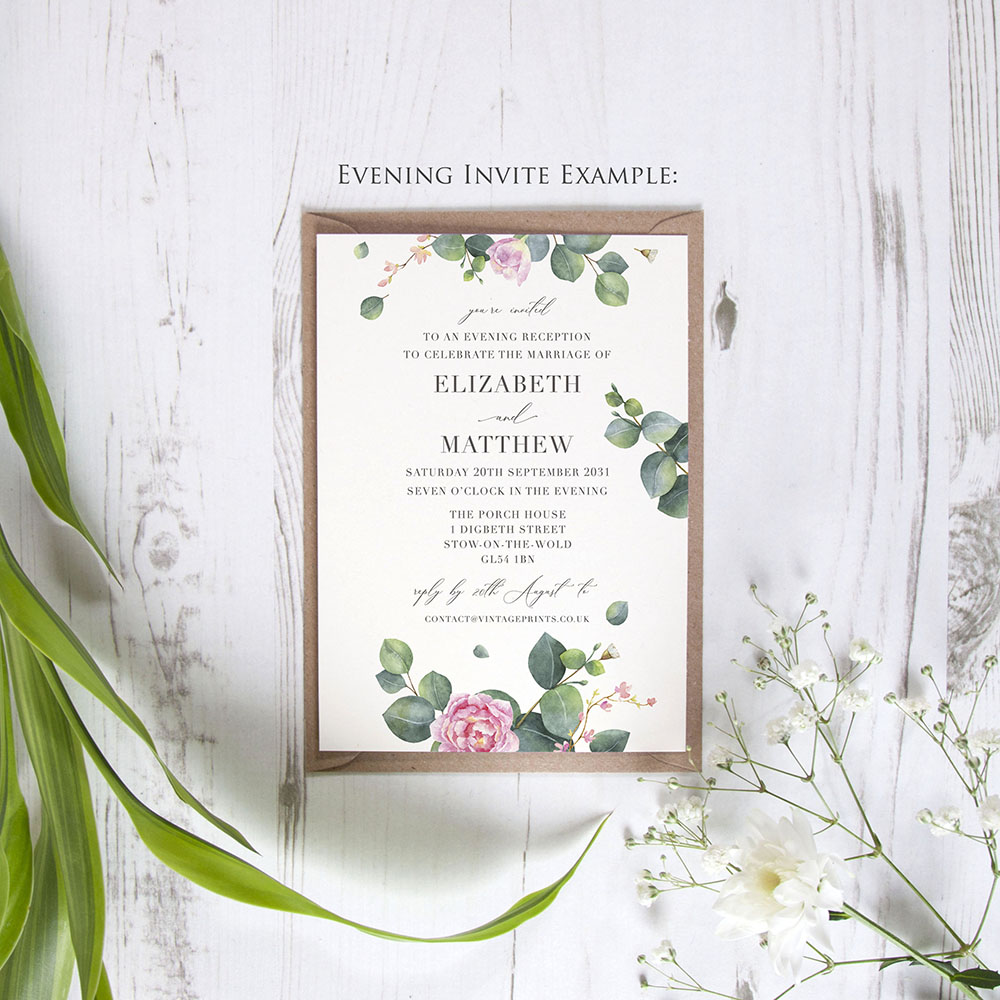 'Eucalyptus Blush' Standard Wedding Invitation