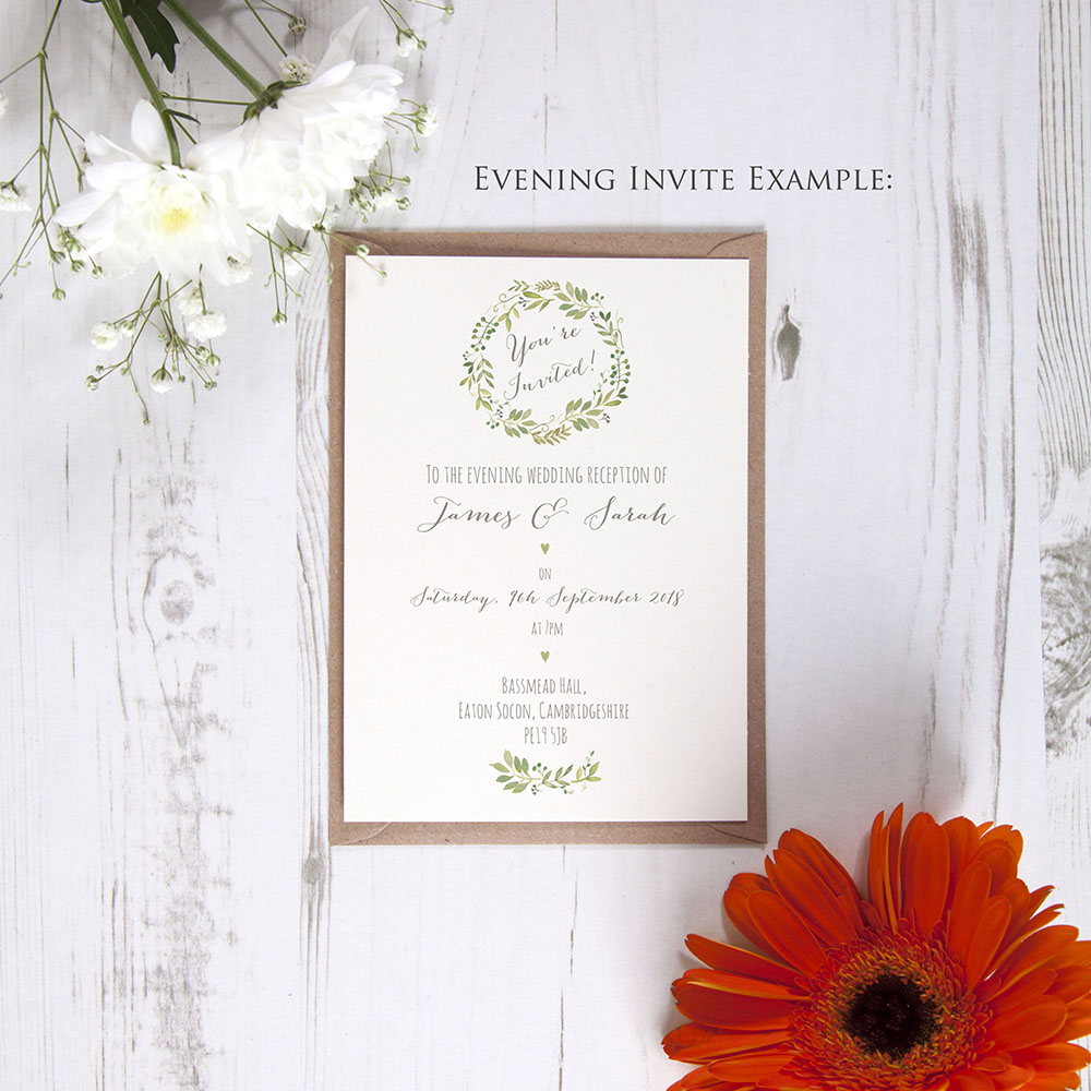 'Green Floral Watercolour' Sleeve Invite