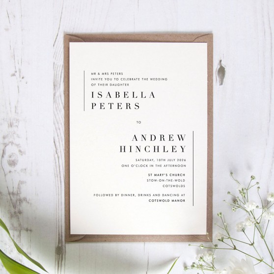 'Modern Classic MC02' Standard Wedding Invitation