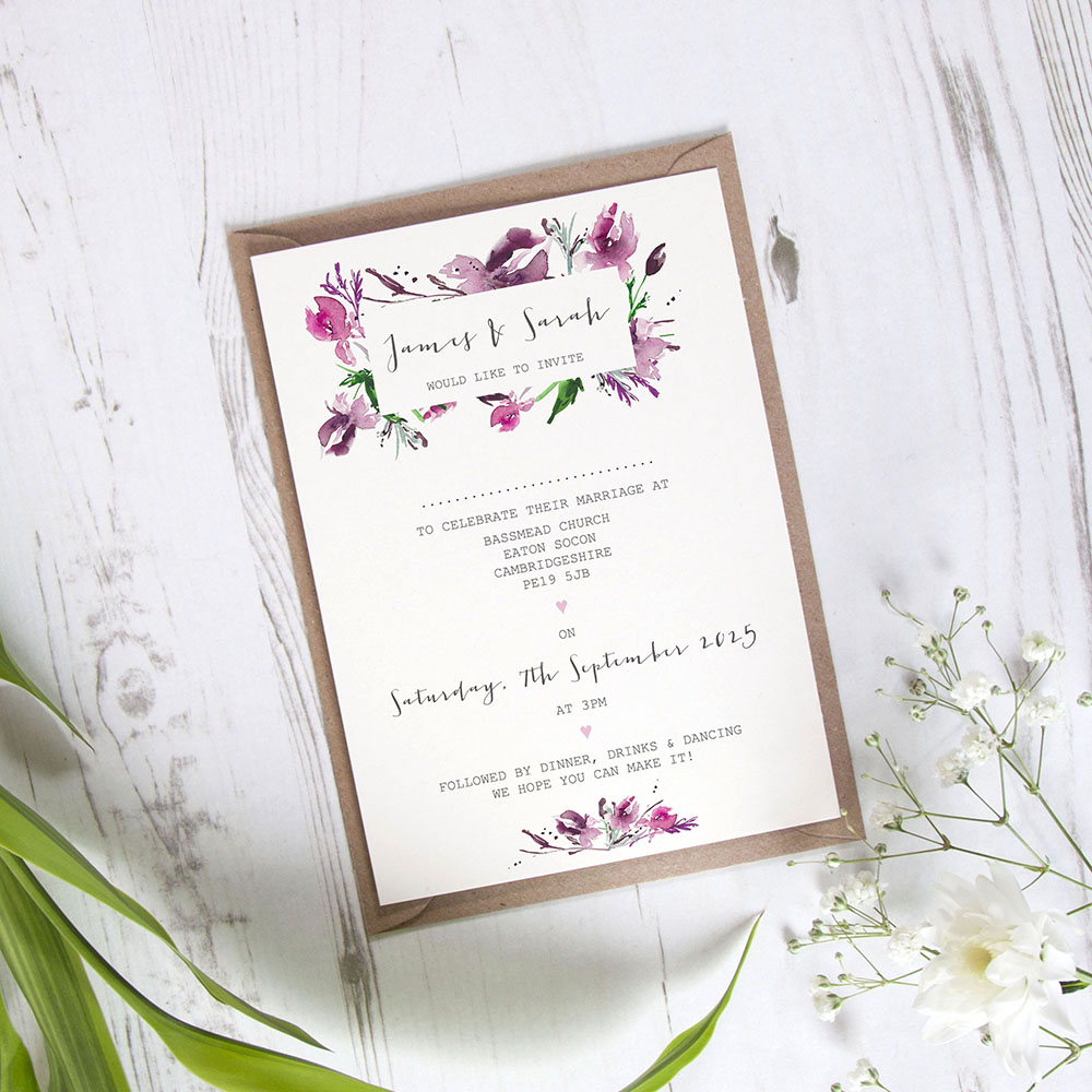 'Pink Iris' Standard Invite Sample