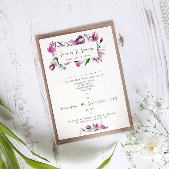 'Pink Iris' Standard Invite Sample