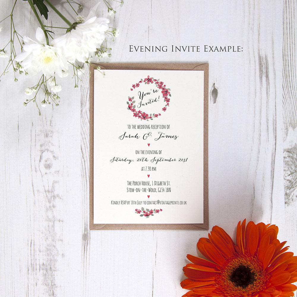 'Red Floral Watercolour' Standard Invite Sample
