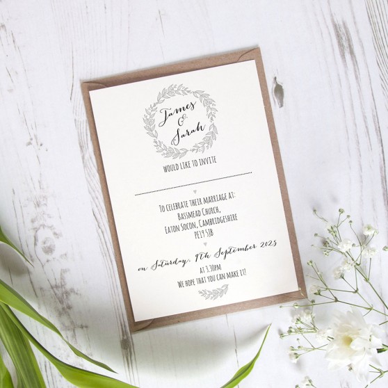 'Silver Grey Wreath' Standard Invite Sample