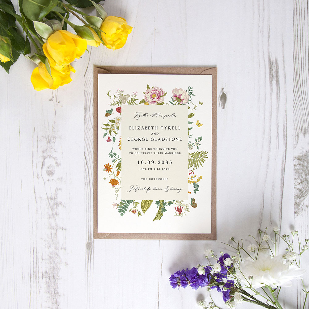 'Vintage Blooms VB11' Standard Wedding Invitation Sample
