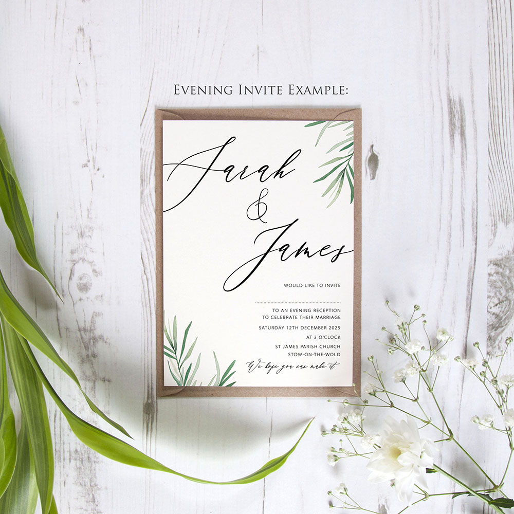 'Willow Eucalyptus' Sleeve Invite Sample