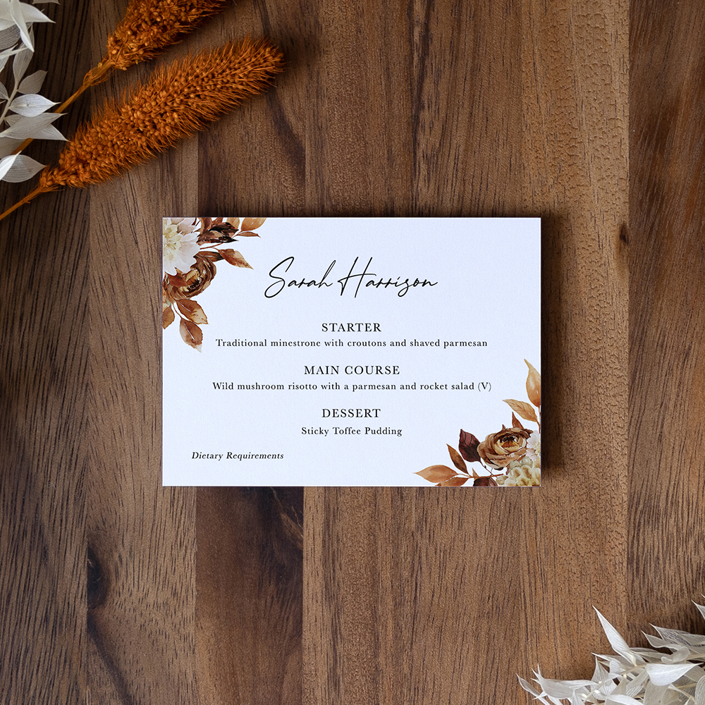 'Autumn Garden' Menu Place Card
