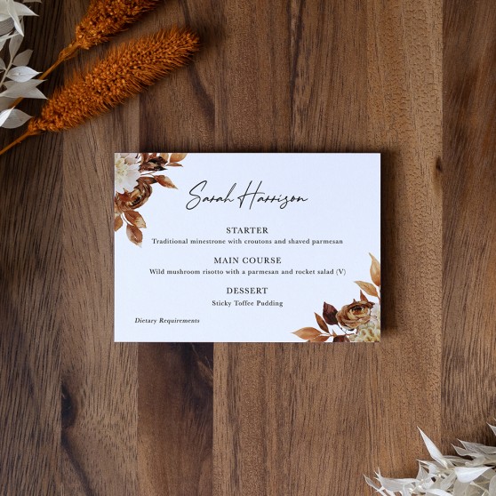 'Autumn Garden' Menu Place Card