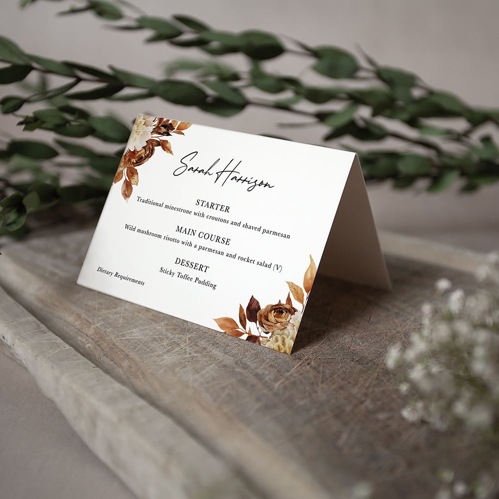 'Autumn Garden' Menu Place Card
