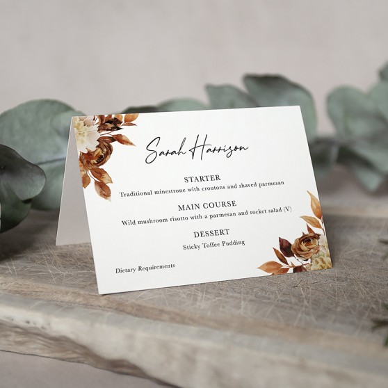 'Autumn Garden' Menu Place Card