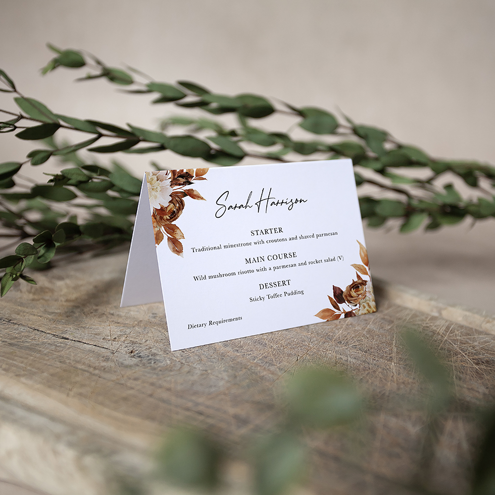 'Autumn Garden' Menu Place Card