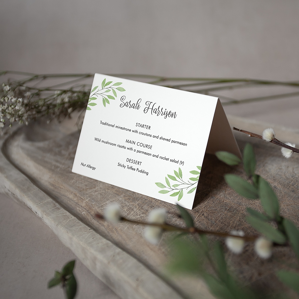 'Autumn Green' Menu Place Card