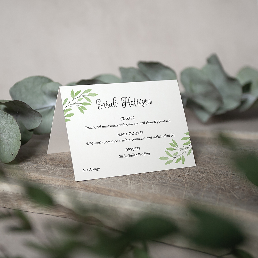 'Autumn Green' Menu Place Card