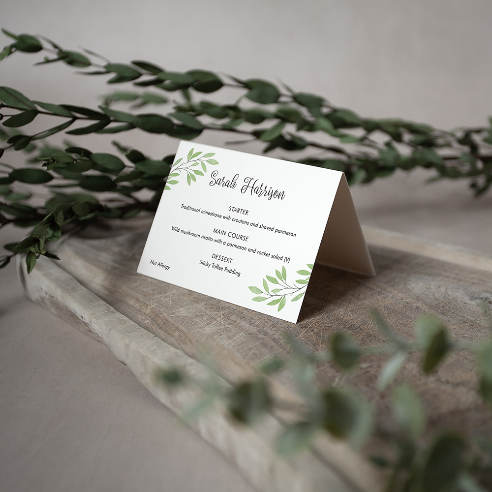'Autumn Green' Menu Place Card