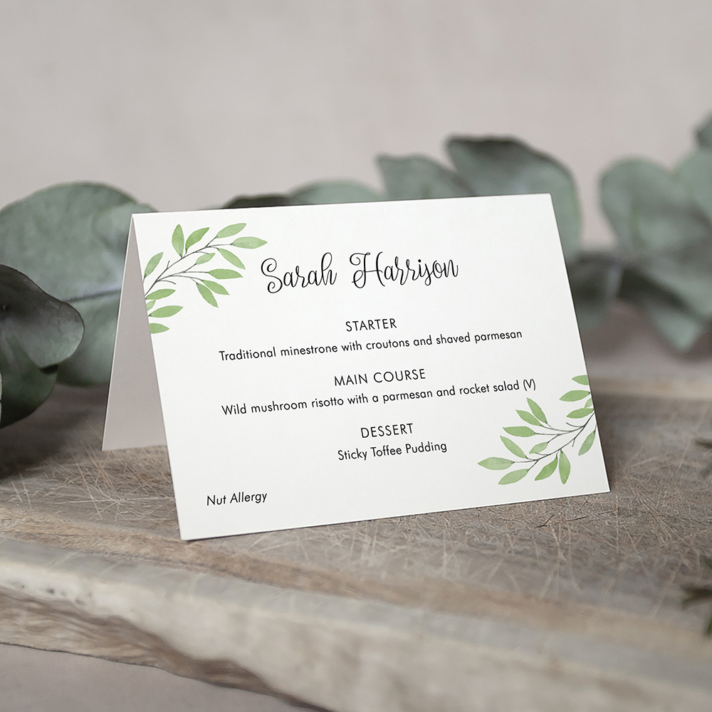 'Autumn Green' Menu Place Card
