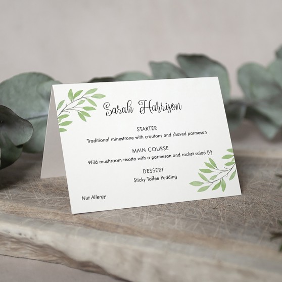 'Autumn Green' Menu Place Card