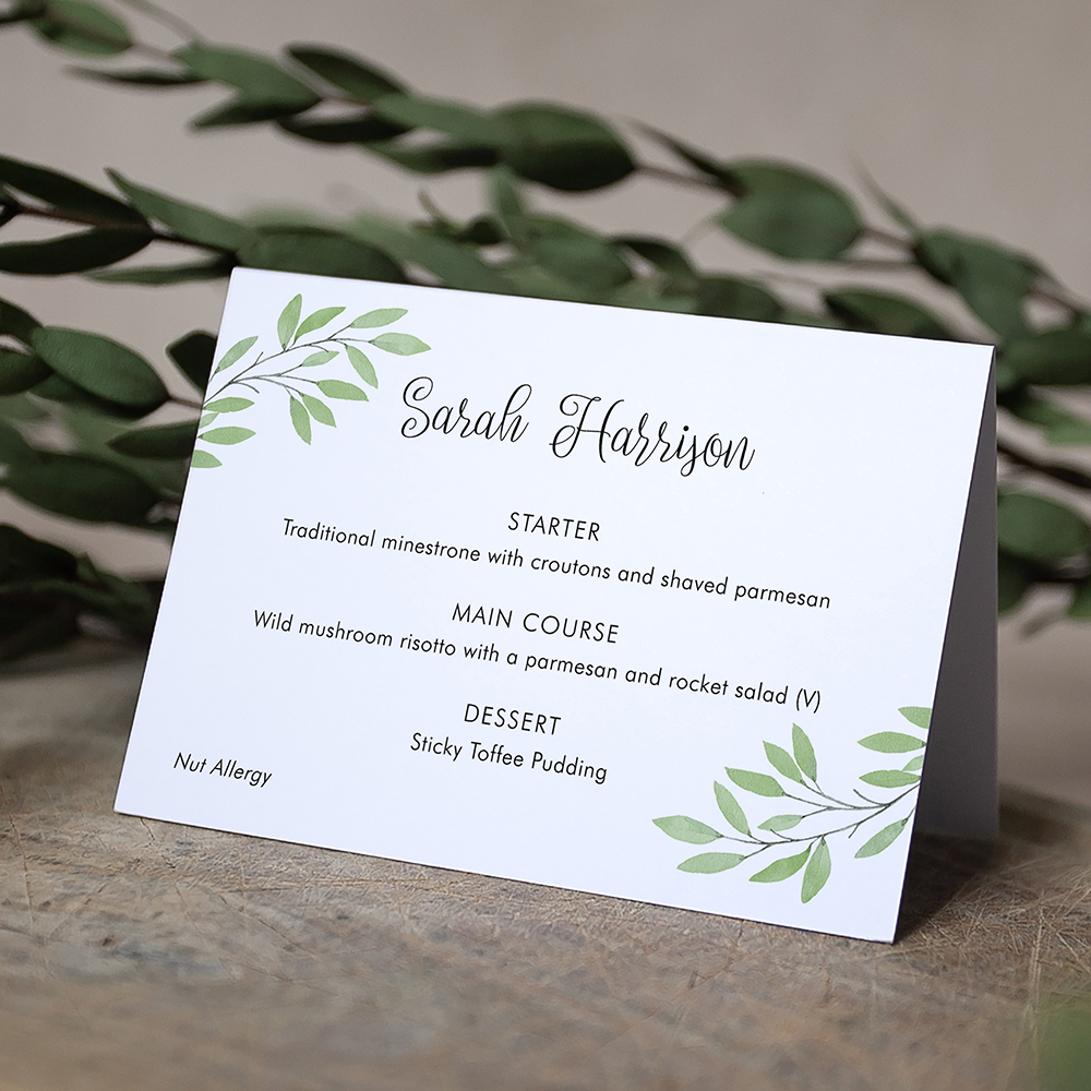 'Autumn Green' Menu Place Card