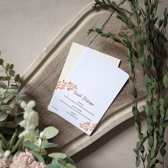 'Autumn Orange' Menu Place Card
